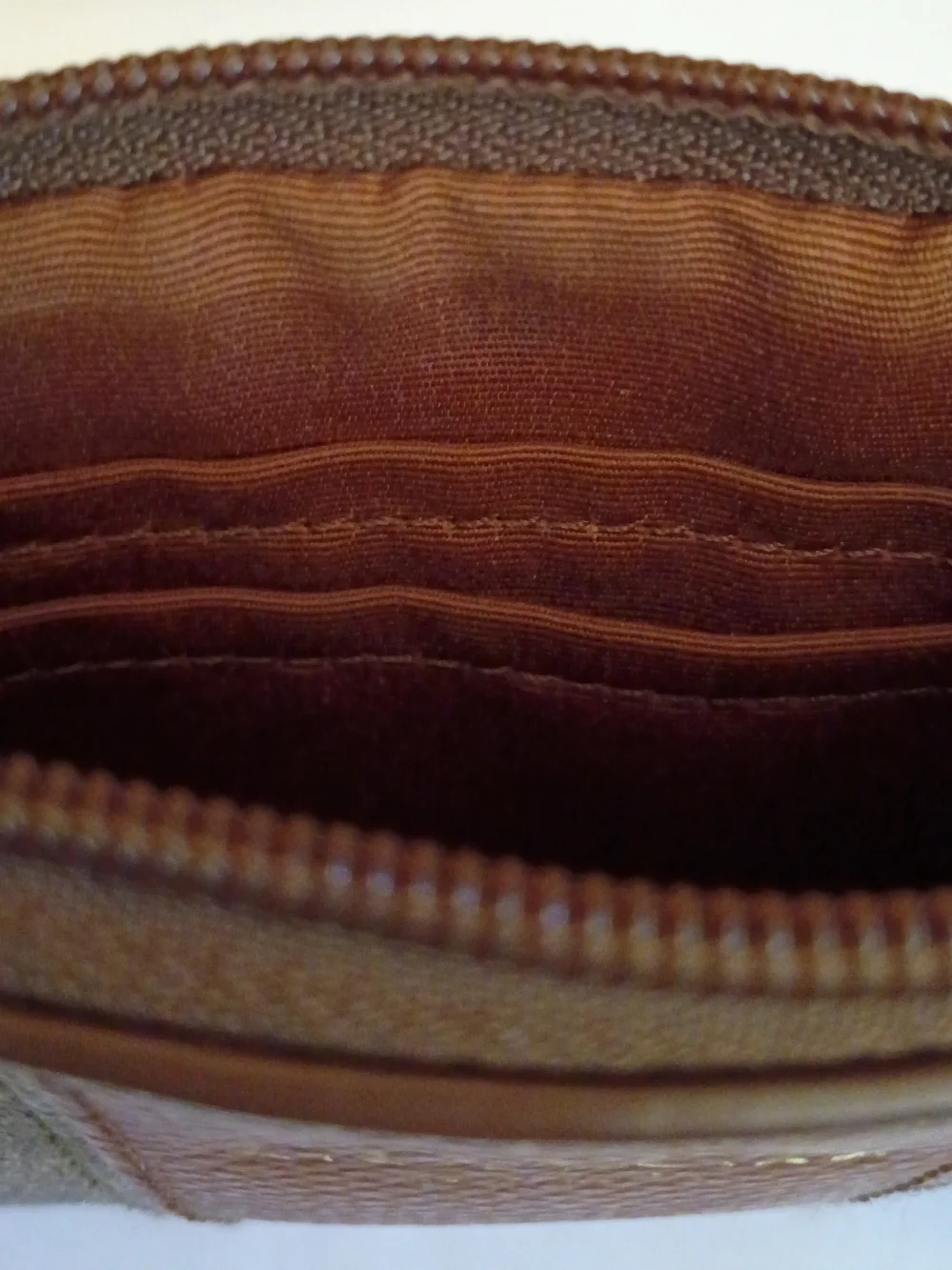 Coach Brown Signature Canvas Wristlet with Gold Logo